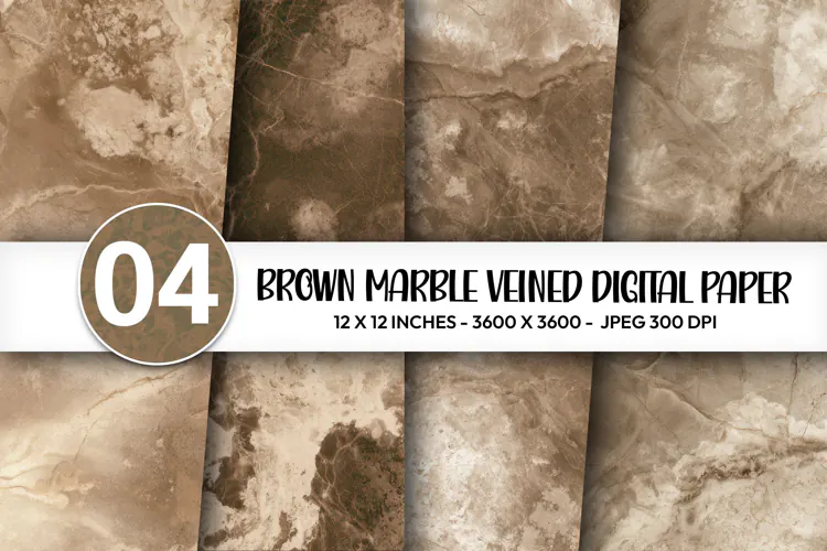 Brown Marble Veined Digital Paper