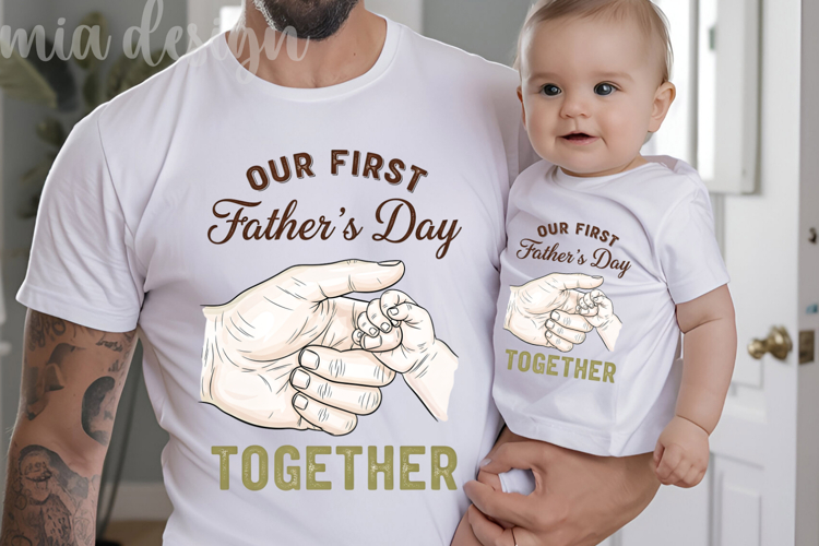 Our First Fathers Day PNG Together Baby Hand Sublimation