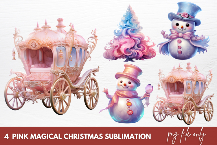 Pink Magical Christmas Sublimation Clipart