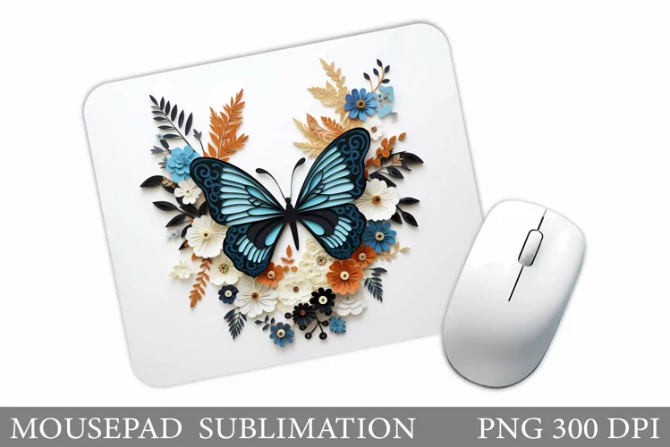 Butterfly Mouse Pad Design. Flowers Mouse Pad Sublimation