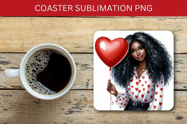 valentine square coaster - black girl