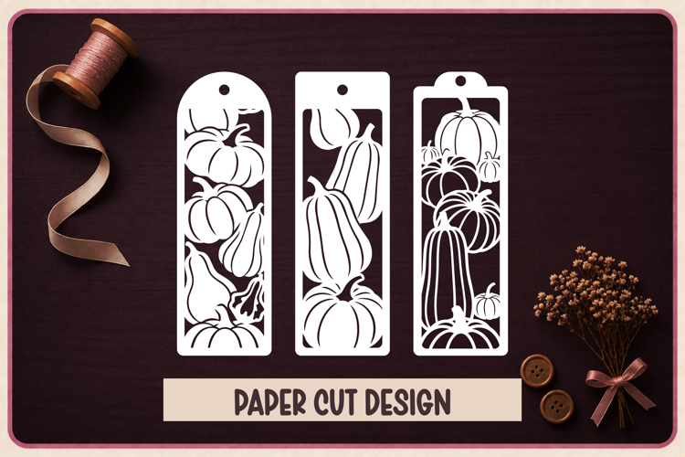 3 Autumn Paper Cut Bookmarks SVG
