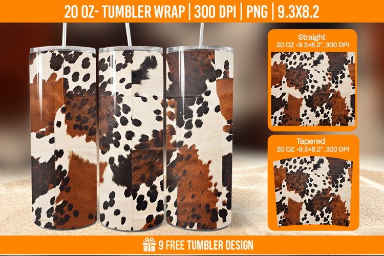 Cowhide Tumbler Wrap Designs, Sublimation Wrap