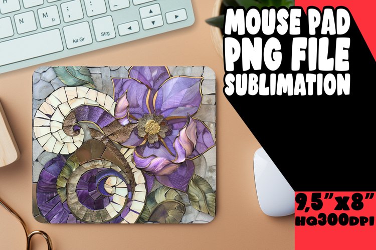 Sparkly Mosaic Flower Mouse Pad Sublimation PNG