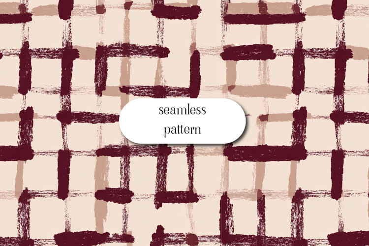 Burgundy Brush Stroke Plaid Seamless Pattern