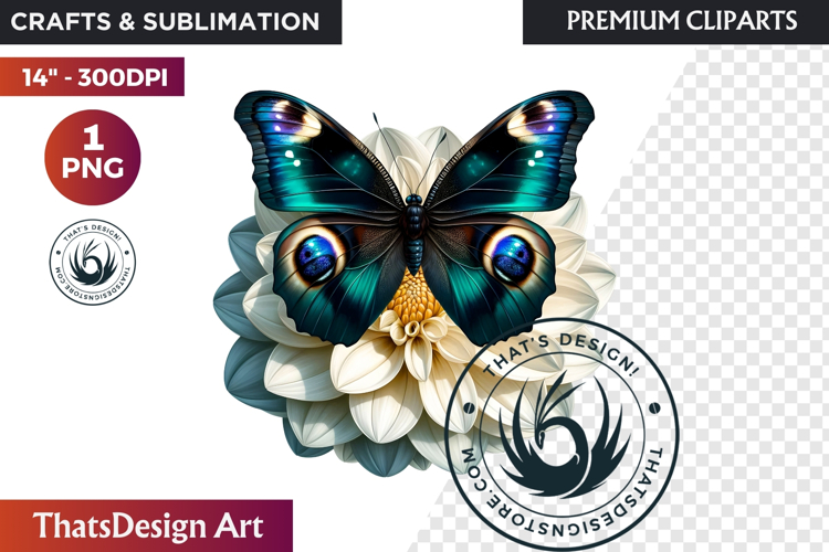 Autumn Butterfly and flower Clipart: Moody Floral PNG