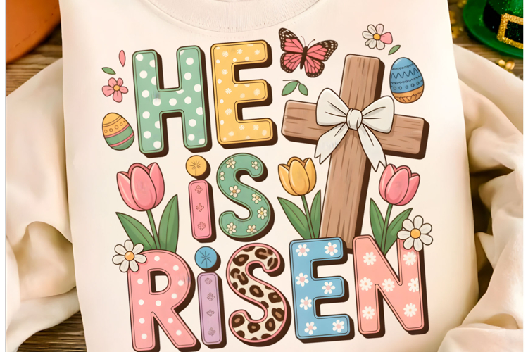 He is Risen Floral Easter PNG