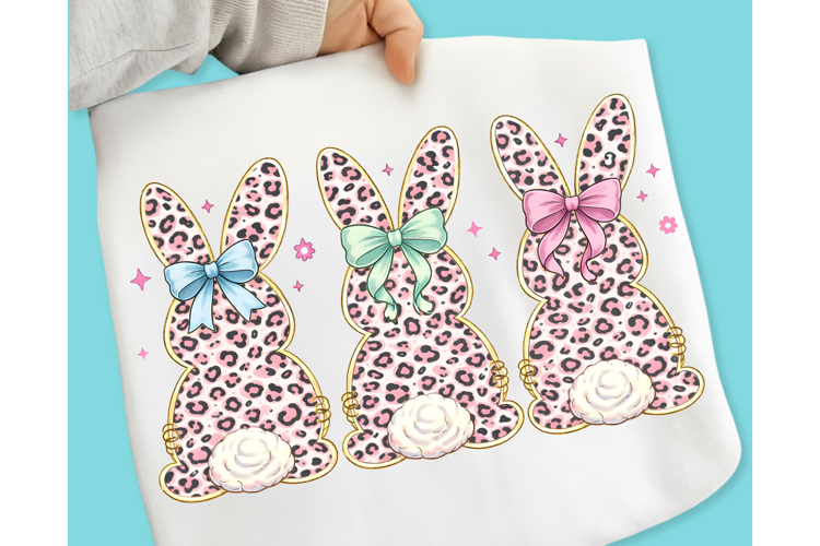 Bunny Coquette Bow PNG, Happy Easter Leopard Print Bunny PNG