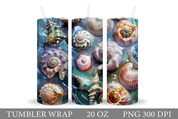 3D Seashell Tumbler Design. Seashell Tumbler Sublimation
