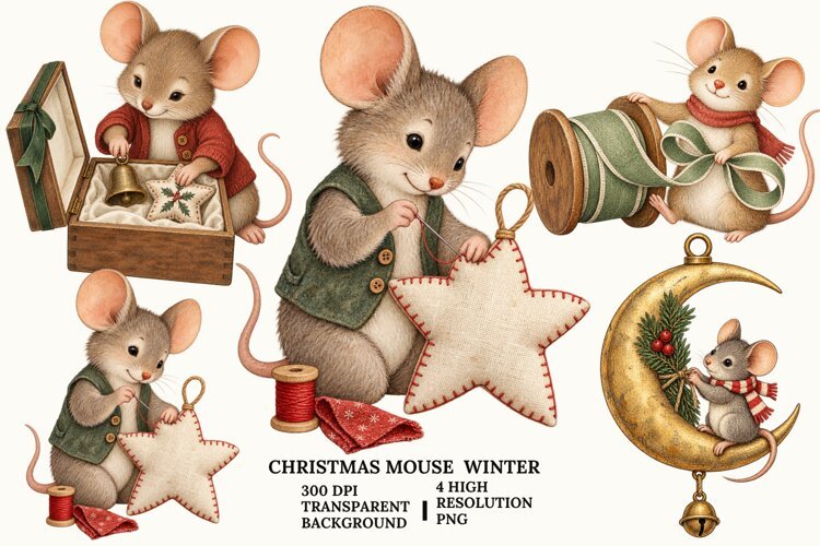 Christmas Mouse Winter PNG, Gingerbread Holiday Sublimation example image 1