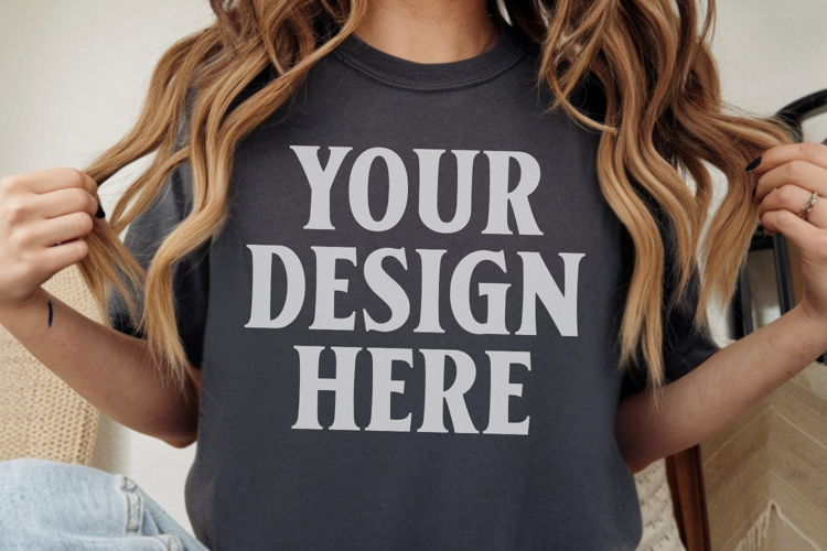 Comfort Colors 1717 Charcoal T-Shirt mockup , CC 1717