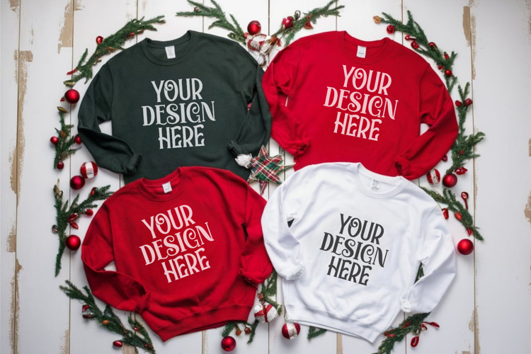 Christmas Family Matching Flat Lay T-Shirt Mockups