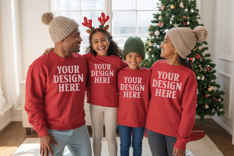 Christmas Family Matching T-Shirt Mockups | Holiday Group