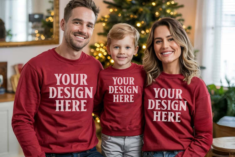 Christmas Family Matching T-Shirt Mockups | Holiday Group
