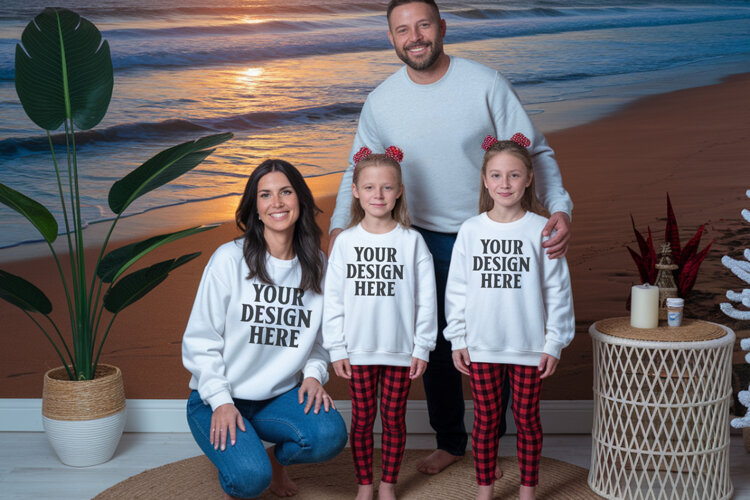 Bella Canvas 3001 Family Group T-Shirt Mockup example image 1