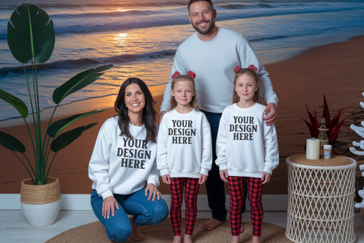 Bella Canvas 3001 Family Group T-Shirt Mockup