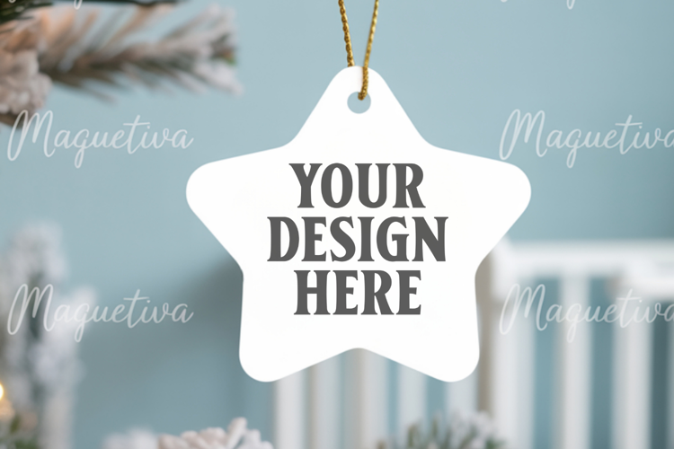Christmas Star Ceramic Ornaments Mockup | Holiday Star Ornam