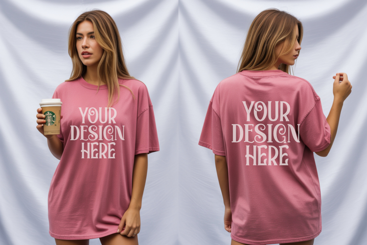Comfort Colors 1717 Front & back T shirt mockups