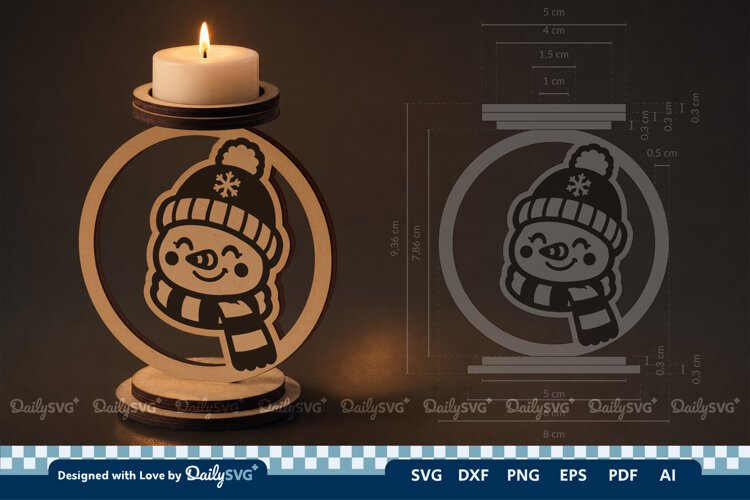 Cute Christmas Candle Holder SVG | Laser Cut Decor example image 1