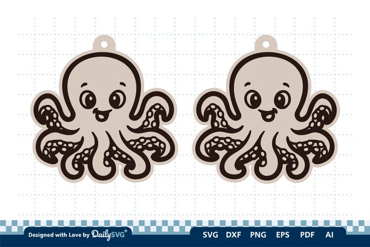 Cute Ocean Animal Earring SVG | Kawaii Sea Life example image 1