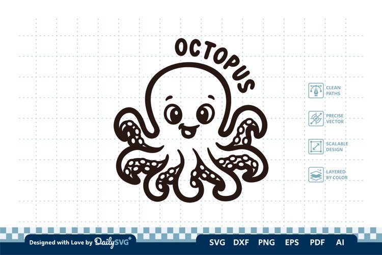 Cute Ocean Animal SVG | Kawaii Sea Creatures example image 1