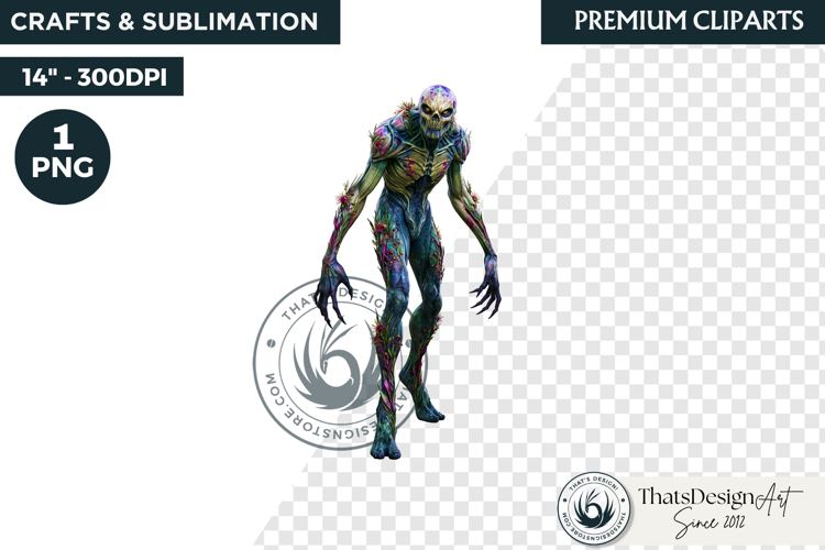 Halloween Acid Monster Clipart PNG Neon Fantasy Character