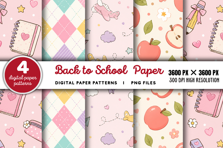 Back To School Paper Pattern PNG