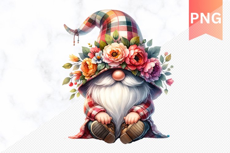 Floral Gnome Sublimation - Gnome Clipart Design