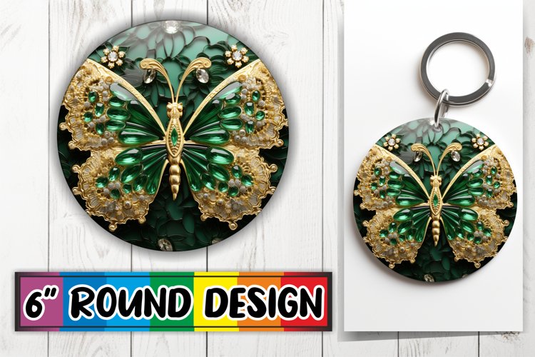 Elegant 3D Butterfly Round Keychain Style example image 1