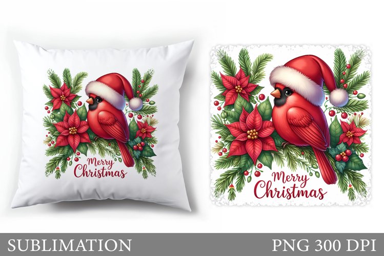 Christmas Bird Pillow Design. Christmas Pillow Sublimation example image 1