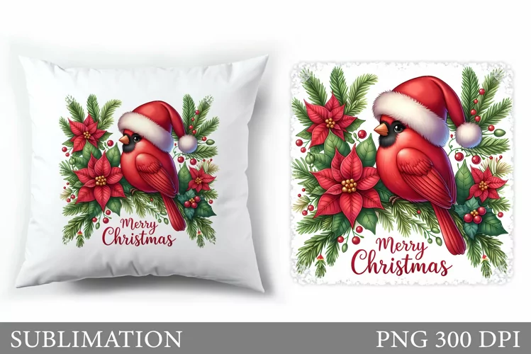 Christmas Bird Pillow Design. Christmas Pillow Sublimation