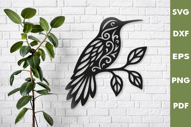 Hummingbird Wall Art Design, Laser cut, Cricut example image 1