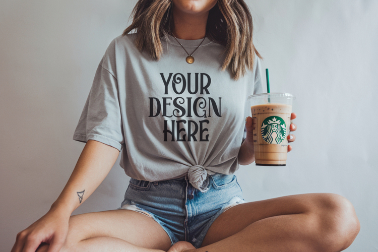 Bay Comfort Colors 1717 T-shirt Mockups, Real Model Mock