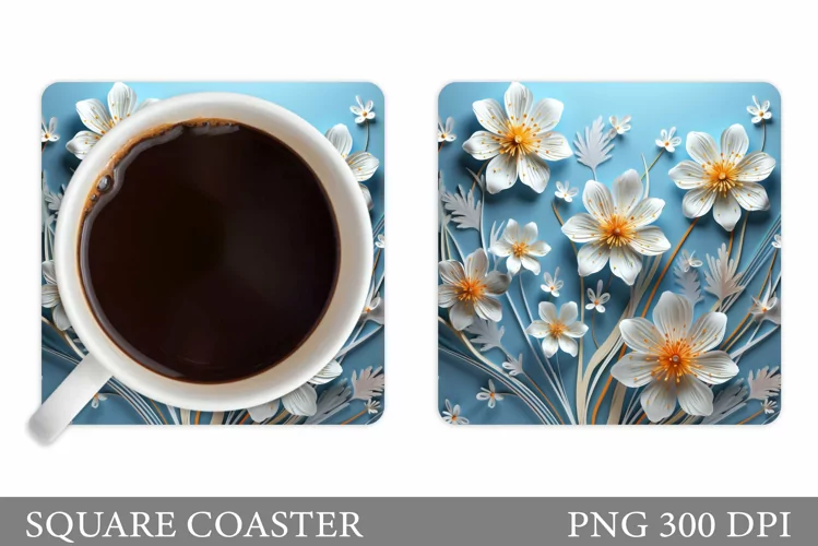 Flowers Coaster Design. 3D Wildflowers Coaster