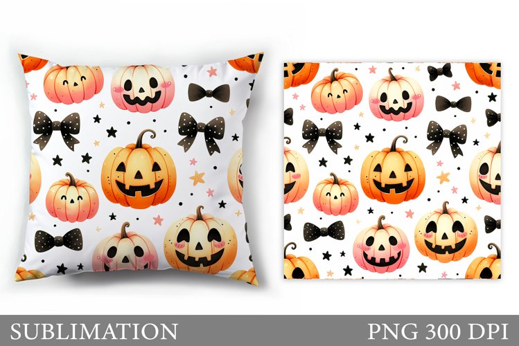 Cute Pumpkin Pillow Design. Cute Halloween Sublimation example image 1