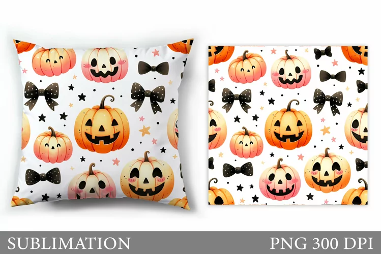 Cute Pumpkin Pillow Design. Cute Halloween Sublimation