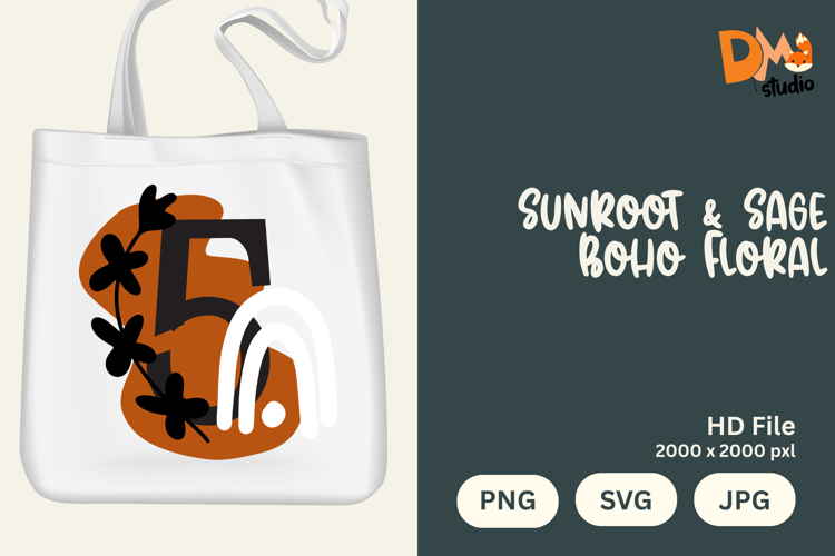 Sunroot & Sage Boho Floral Monogram