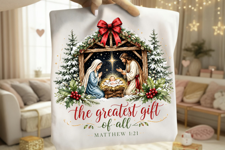 Greatest Gift of All Nativity PNG, Matthew 1:21 Christmas