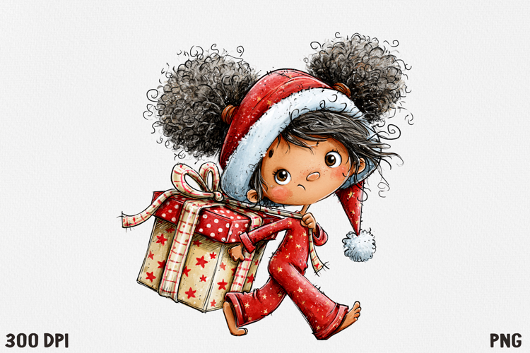 Cute Christmas Girl Clipart PNG, Funny Holiday Girl.