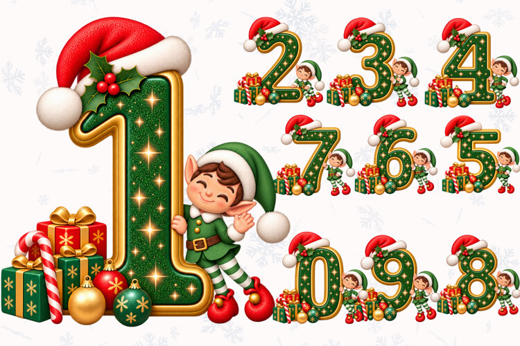 Christmas Santa Numbers PNG example image 1