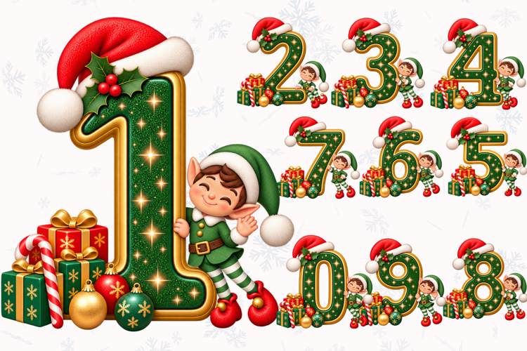 Christmas Santa Numbers PNG