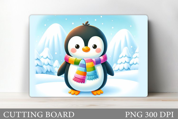 Cute Penguin Cutting Board. Christmas Cutting Board Design example image 1