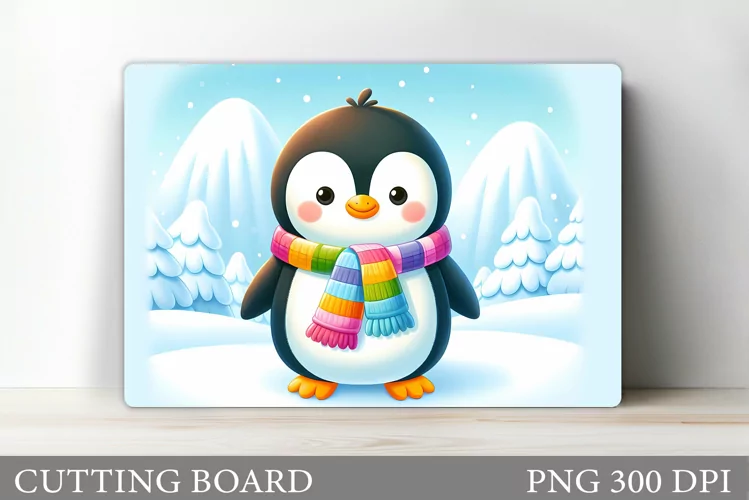 Cute Penguin Cutting Board. Christmas Cutting Board Design