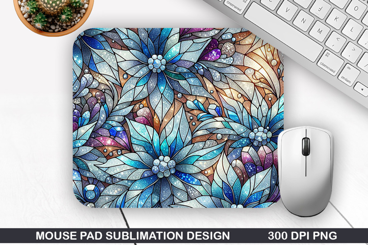 Mouse Pad Sublimation, Winter Flower Mouse Pad PNG Design