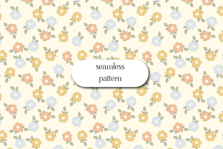Pastel Floral Seamless Pattern, Spring Nursery Flowers