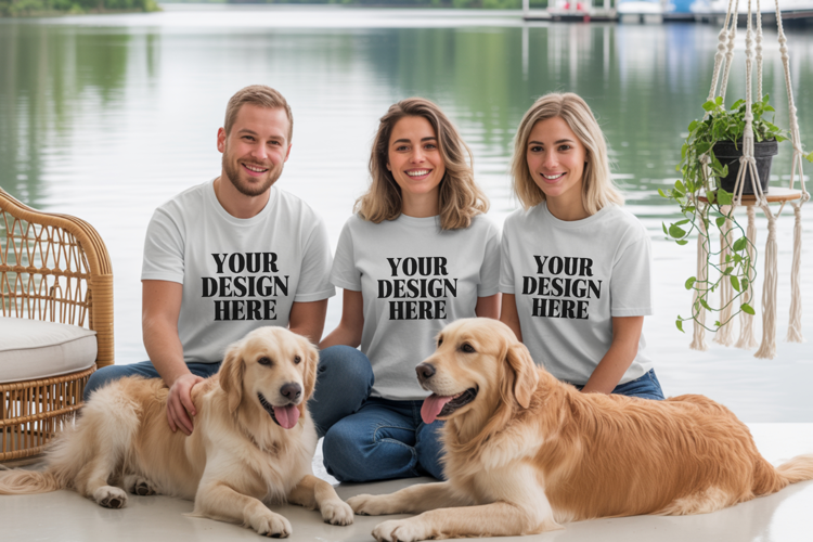 Bella Canvas 3001 Family Group Mockup | Matching T-Shirt Fla