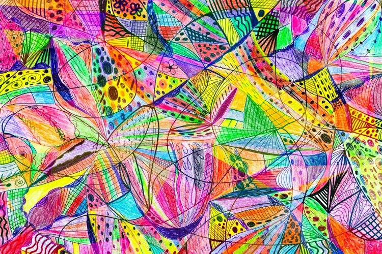 Abstract psychedelic digital manipulated drawing artwork