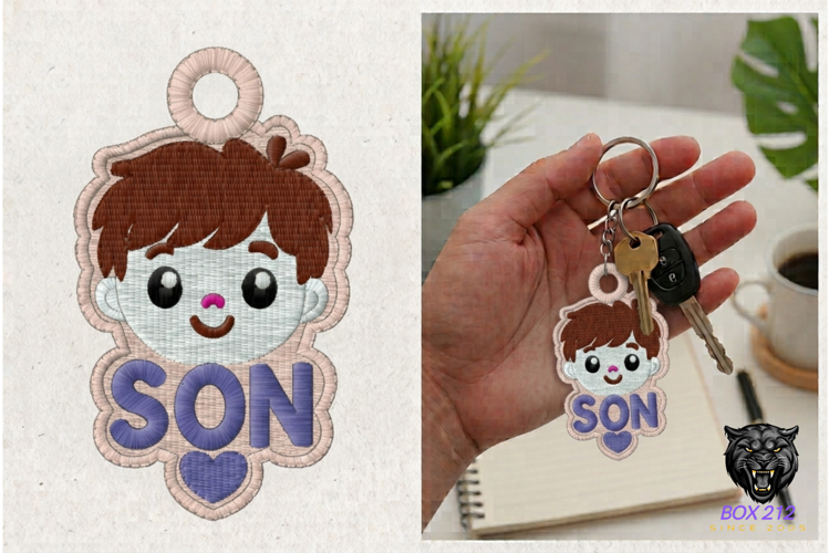 Son Keychain Embroidery Design