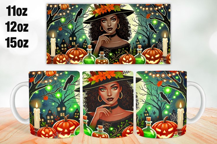 Halloween Witch Mug Wrap Sublimation 11oz, 12oz, 15oz example image 1