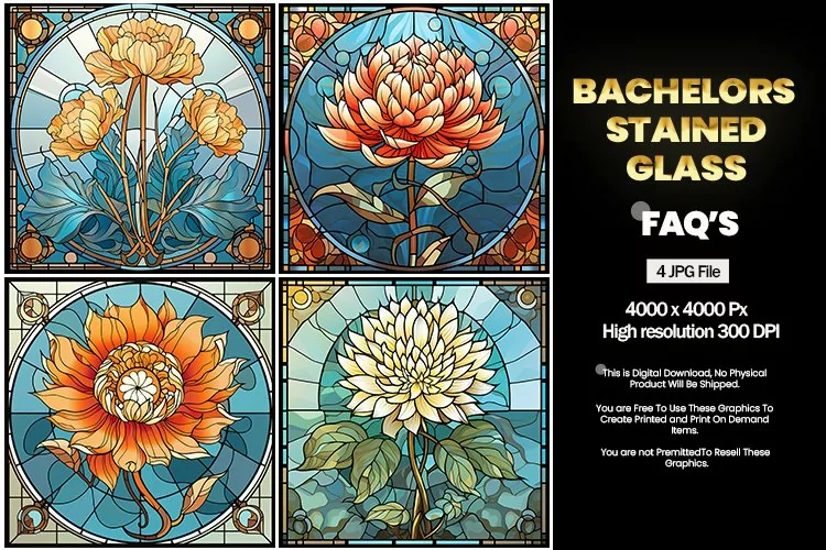 Stained Glass Bachelors Square Coaster - 04 Variations